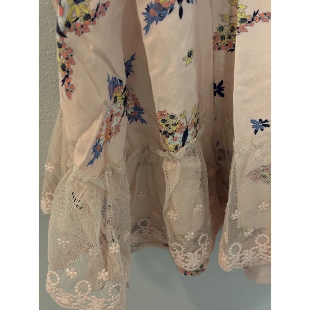Epic Threads‎ Dress Girl's Medium Peach Round Neck Sleeveless Floral Butterfly